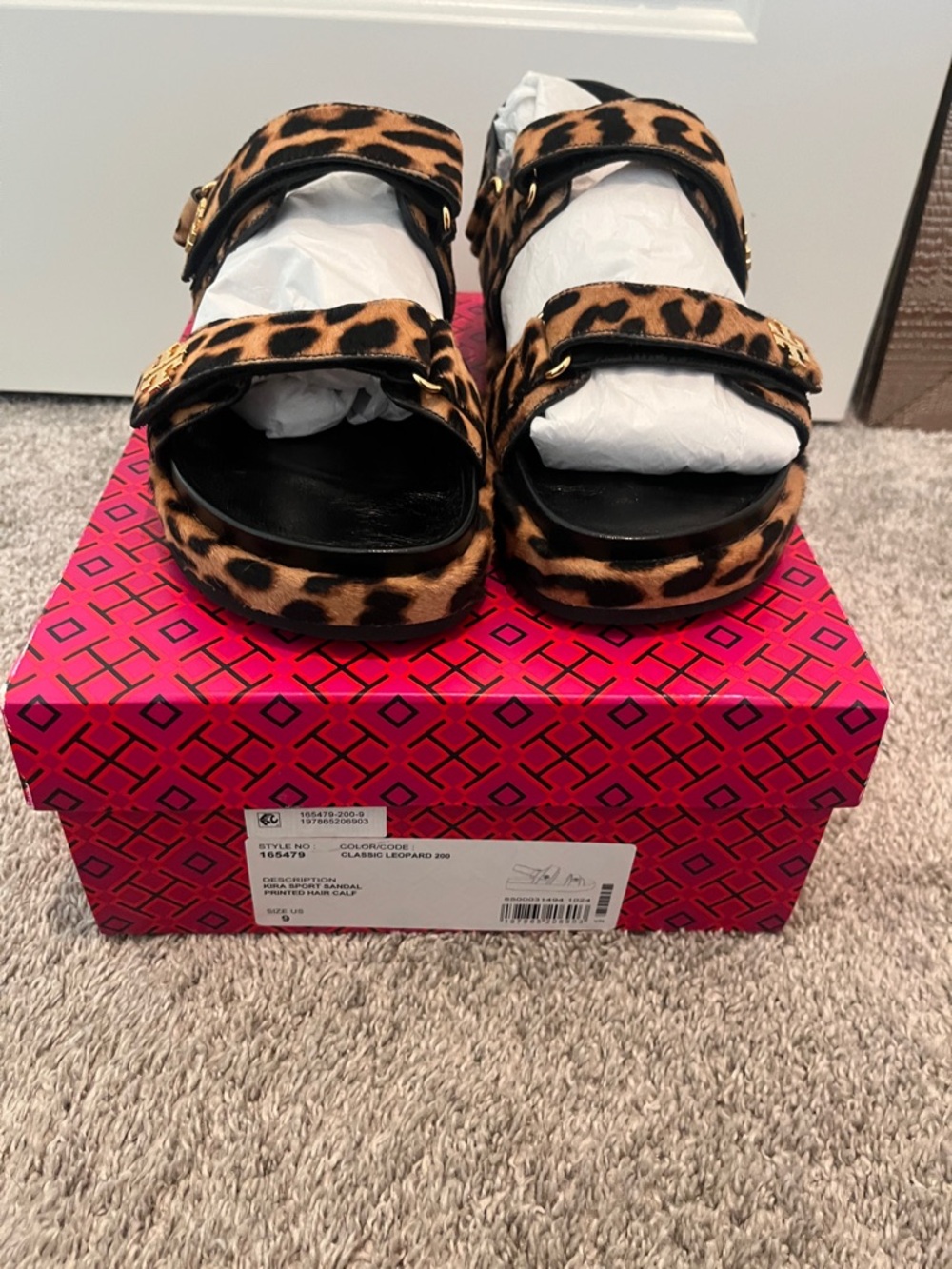 Tory Burch Leopard Print Double-Strap Sandals